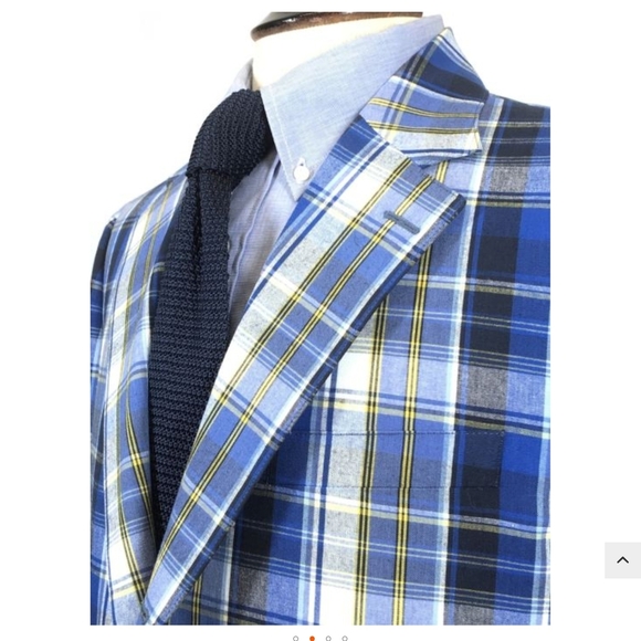 O'Connells Authentic Cotton Madras Plaid Gingham Sport Coat Blazer Mens 40R - Picture 2 of 14